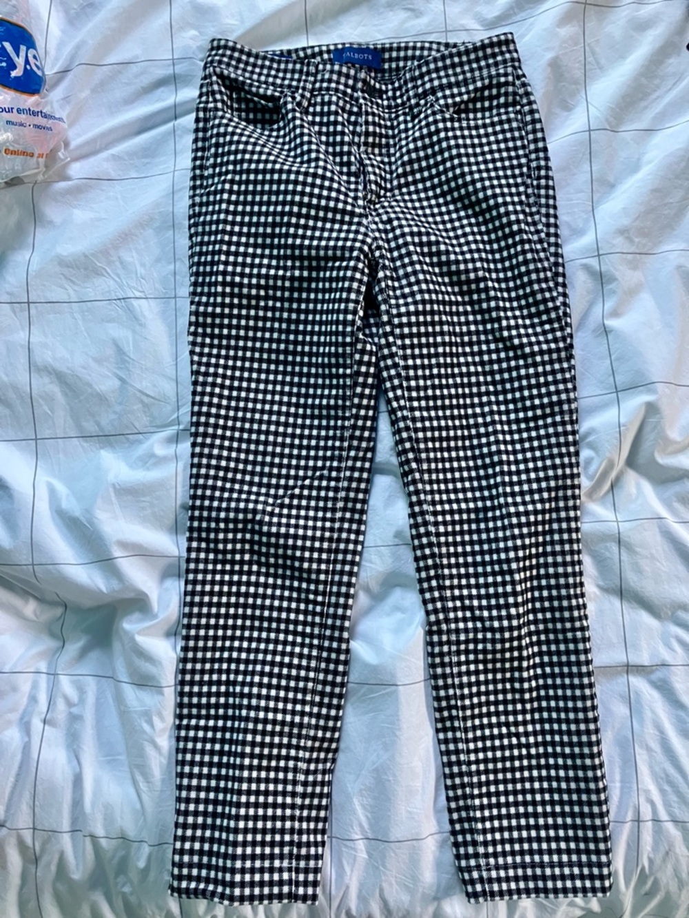 Talbots Black and White Gingham Straight-Leg Pants
